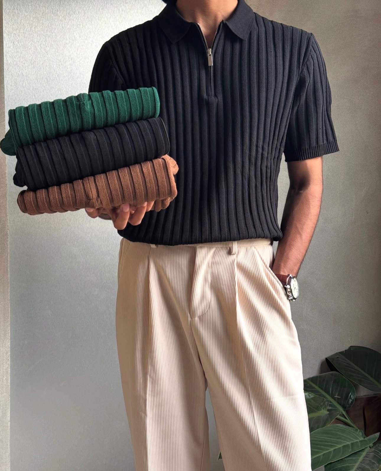 men's knit polo outfit
