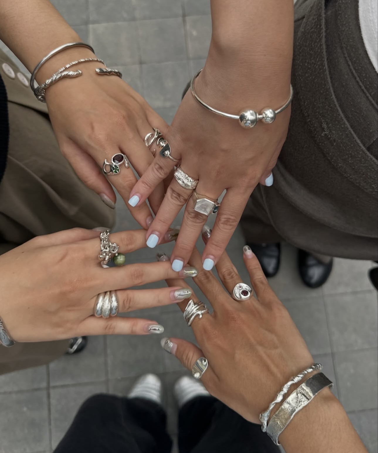 silver ring stacking styling examples