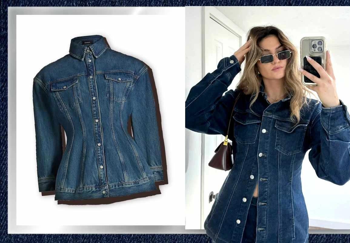 denim on denim trending cinched jacket